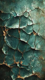 Cracked teal painted wall surface with weathered texture.