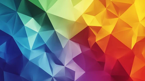 Polygonal low-poly rainbow gradient forms dynamic faceted field