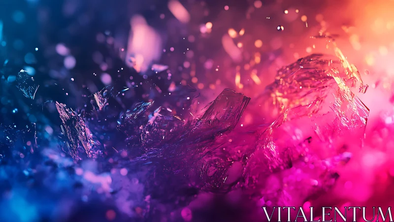 Abstract crystal shards in vibrant neon colors, digital art style.