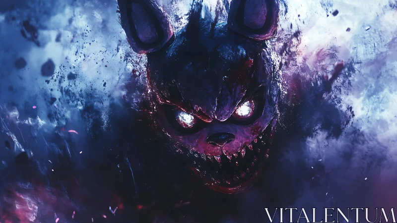 Glowing demon bunny emerges from swirling storm of color.