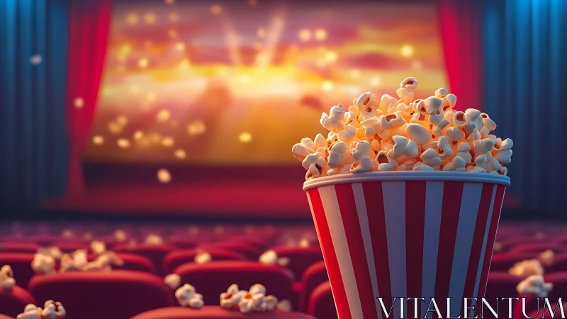 Fresh popcorn overflows as a cozy movie night begins soon