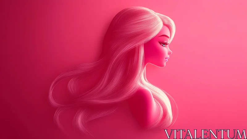 Monochrome pink 3D female profile rendered with soft gradients