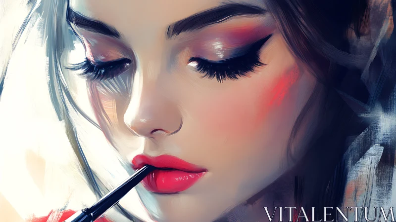 Close-up digital portrait studies precise makeup and brushwork detail