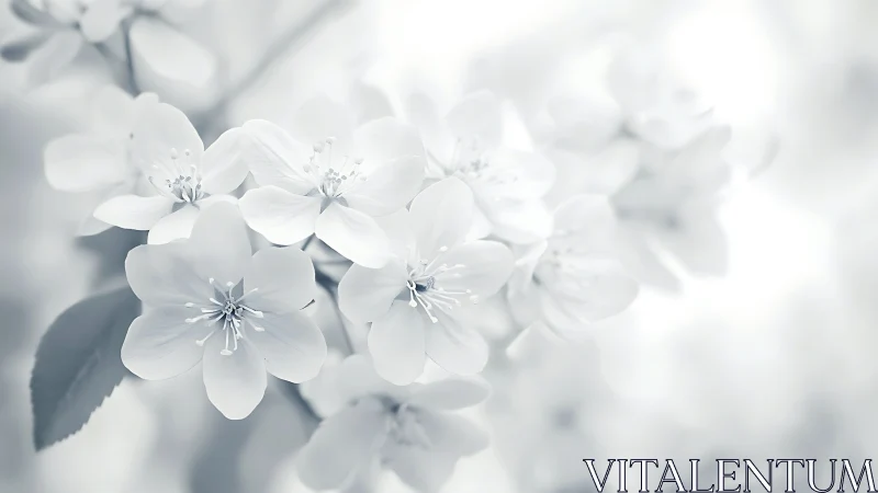 White Cherry Blossoms with Selective Focus and Shallow Depth of Field