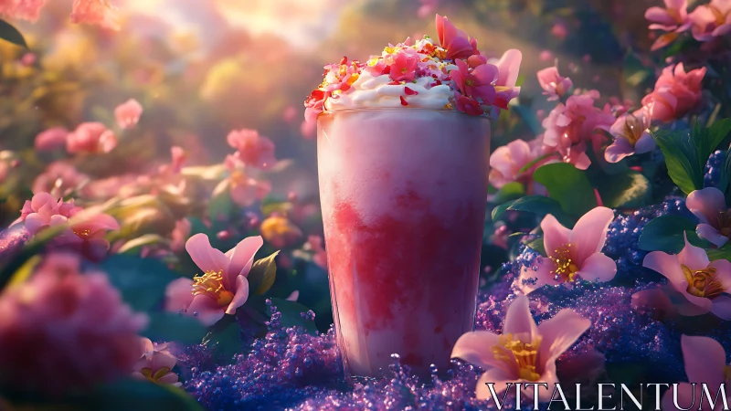 Enchanted Bloom Elixir: Whimsical Beverage Meets Fantastical Flower Garden