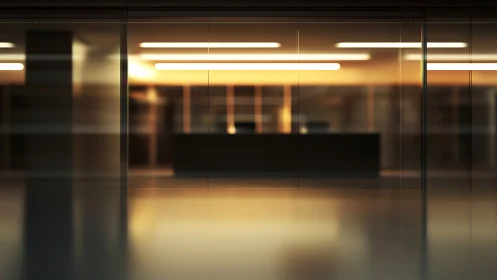 After hours lobby glow in a glass-smooth corporate hush.