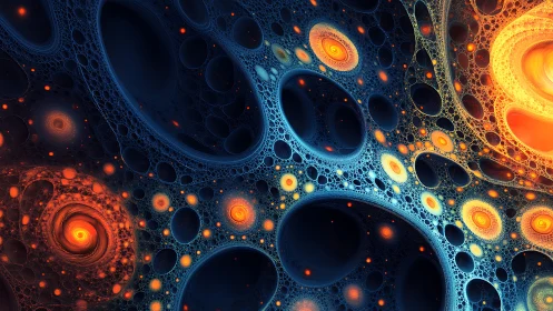 Cosmic fractal vortexes glow within intricate orbital webs.