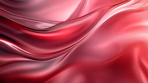 Crimson satin wave abstraction with fluid reflective folds.
