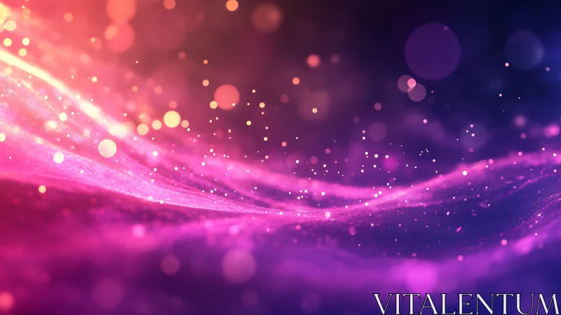 Vibrant abstract waves with glowing particles in digital art style.