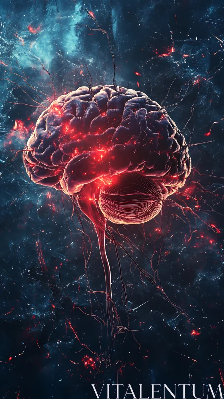 Human brain model with neural network in cosmic void.