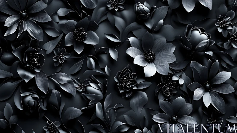 Monochromatic floral composition with layered petal structures