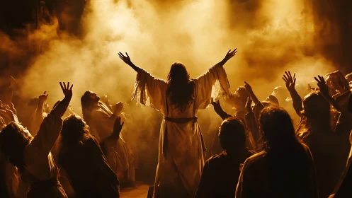 Golden gathering in joyful worship and shared devotion.