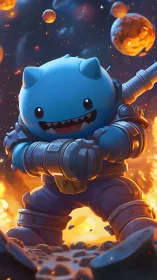 Chunky space critter ready for a playful cosmic blast.