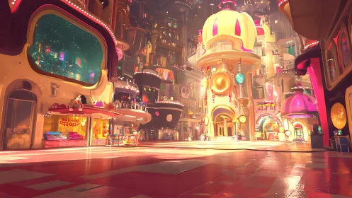 Neon-Soaked Cyberpunk Plaza: Retro-Futuristic Digital Environment.