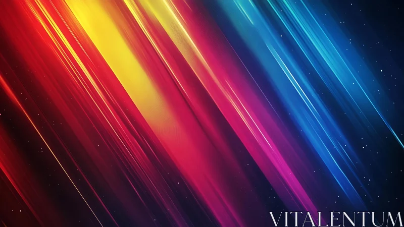 Vibrant diagonal light streaks in abstract cosmic digital art style.