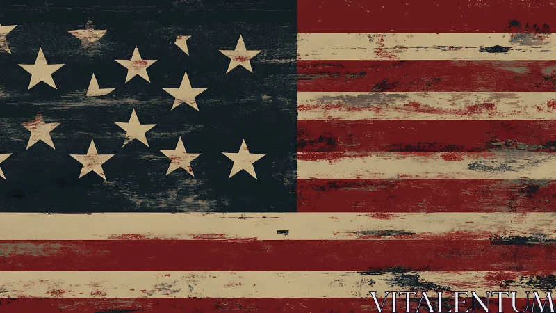 Distressed American flag texture with weathered vintage colors