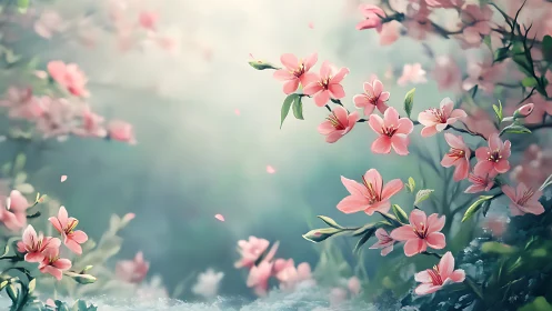 Pink Blossoms Botanical Study Depth Field