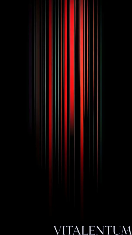 Vertical red and dark linear streaks descend on black field