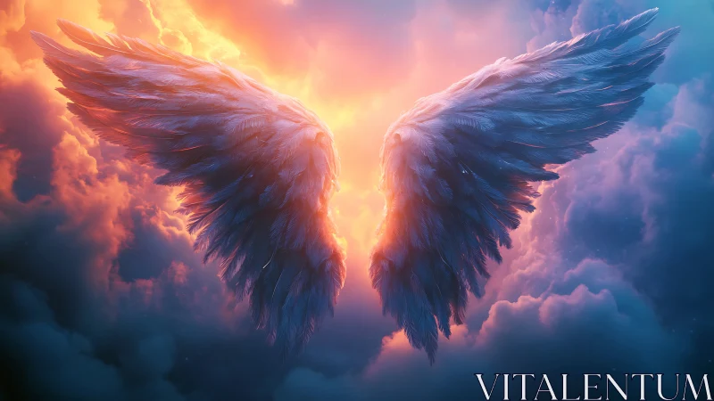 Luminous feathered wings drink fire from the breaking dawn