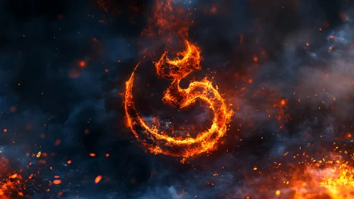 Incandescent Fire Number 6 Abstract Digital Rendering.