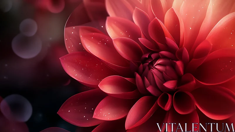 Luminous Dahlia with Bokeh: Ethereal Digital Floral Composition.