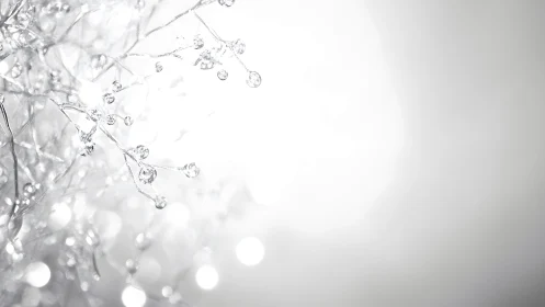 Shimmering crystal branches glow gently in soft winter light