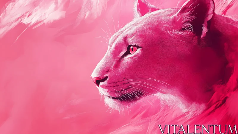 Pink Feline Portrait Study - Digital Rendering