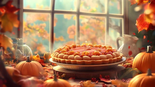 Autumn Still Life Rendered: Golden Hour Harvest Composition.