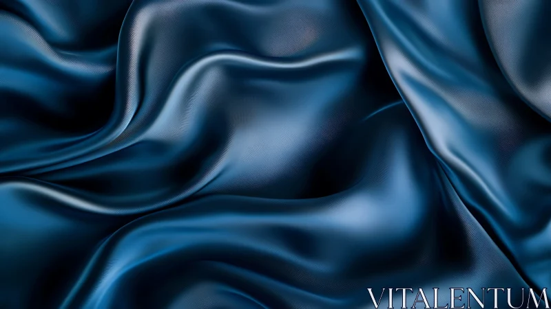 Folded blue satin fabric surface with smooth light flow.