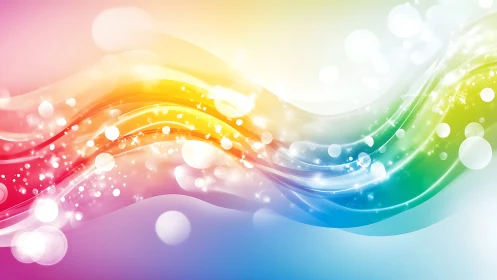 Radiant rainbow waves flow across glowing abstract space.