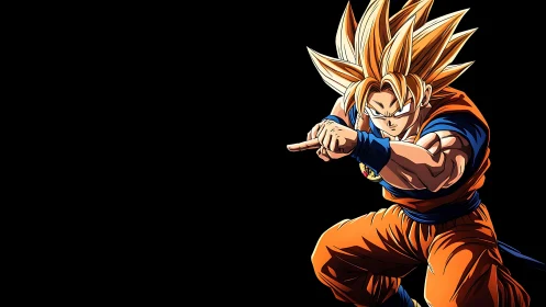 Dynamic cel-shaded anime fighter posed against negative space