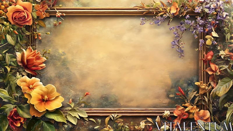 Gilded Garden Frame: Where Floral Dreams Bloom Eternal.