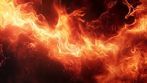 Inferno's Dance: Liquid Flames Surge Through Crimson Voids.