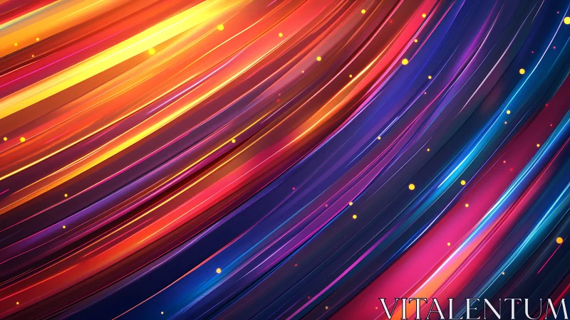 Radiant neon light trails sweep across a vibrant digital space