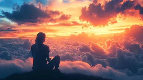 Skyline daydreamer resting above a storm of painted clouds.