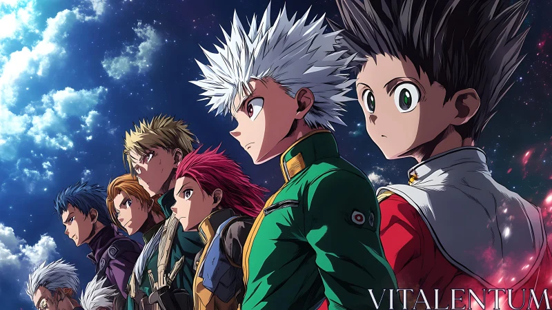 Starlit heroes lean forward as cosmic winds test their resolve