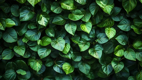 Dense heart-shaped foliage canopy in soft diffused daylight