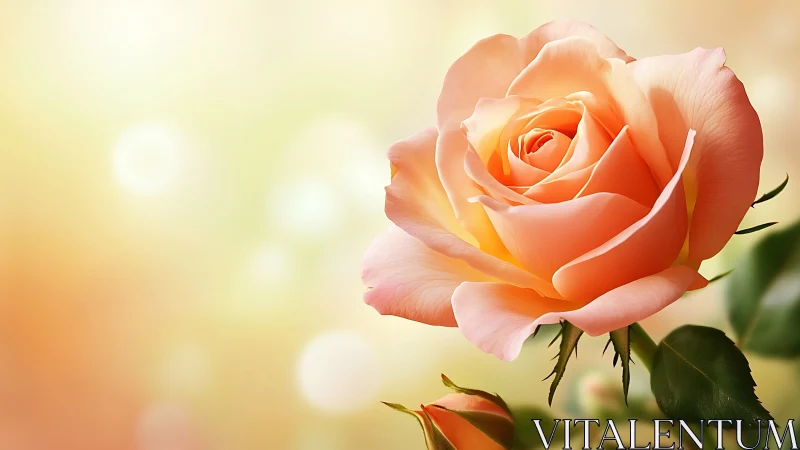 Coral Rose in Soft Sunlight: Golden Hour Botanical Portrait.