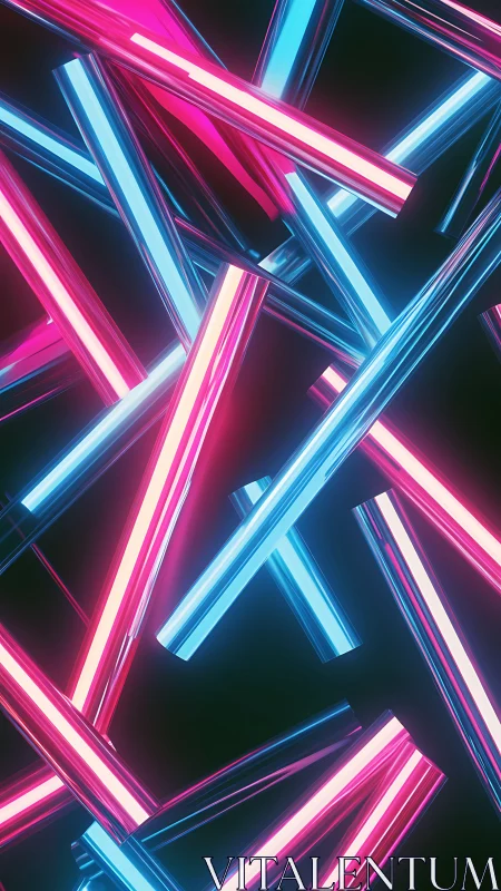 Interlaced neon light tubes form high-contrast cyan magenta lattice