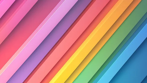 Diagonal rainbow planks stack into a soft neon staircase