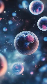 Digital visualization shows multiple semi-translucent cells in space