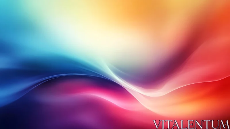 Liquid rainbow horizon curling into soft luminous waves.