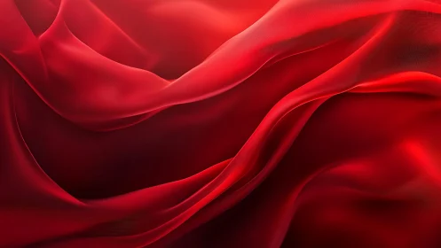 Flowing Red Silk Fabric Abstract Art with Elegant Waves.