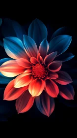 Coral Blossom Ignites: Where Azure Petals Meet Scarlet Fire