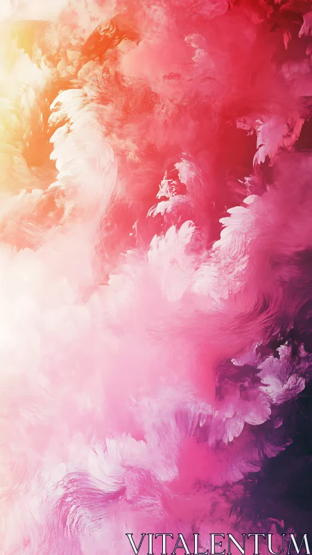 Radiant pink cloud plume merges with glowing light field.