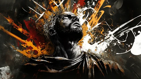 Male figure rendered in high-contrast digital painting