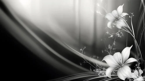 Elegant White Lilies Dance in Luminous Monochrome Grace.