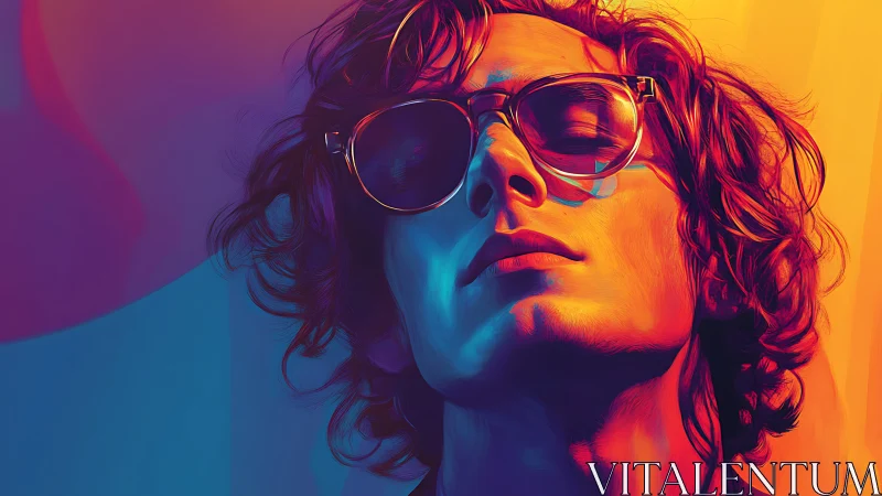 Neon-gradient portrait in expressive digital painting style.