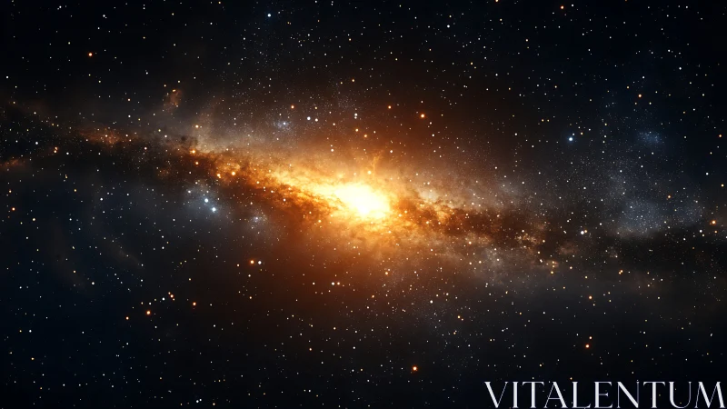 Spiral galaxy core blazing with dense star field glow.