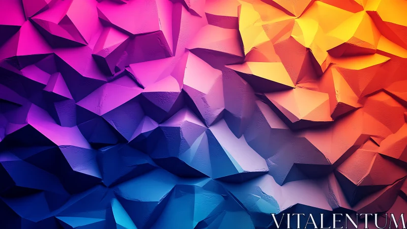 Low‑poly extruded polygon wall with gradient RGB lighting